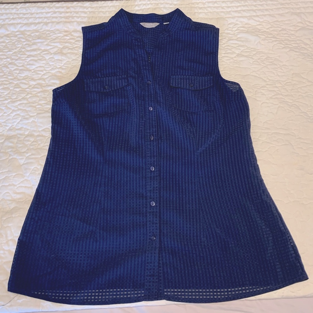 Coral Bay Navy Checkered Sleeveless Top